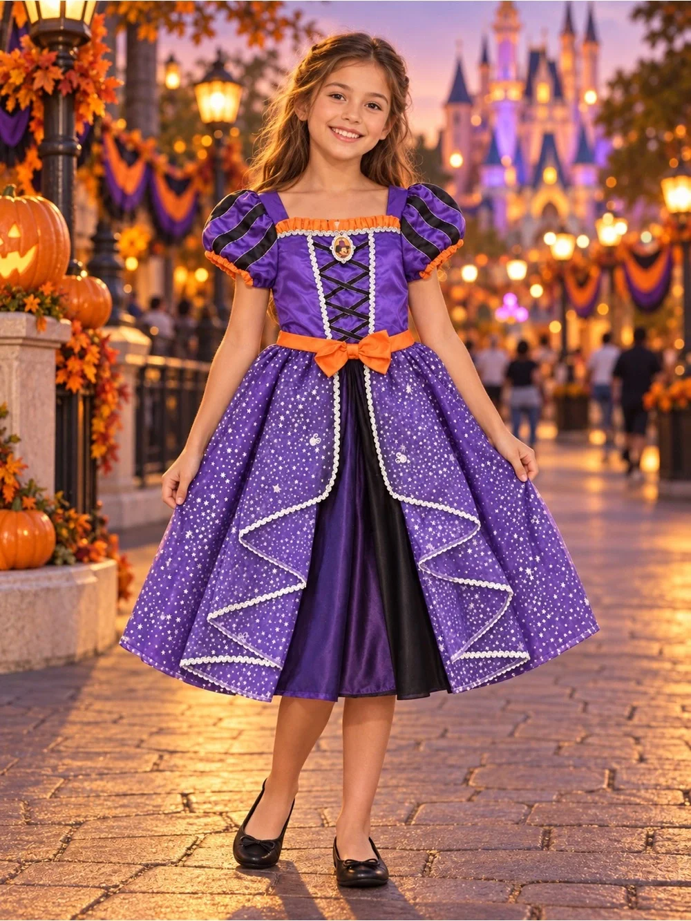 Disney Store Minnie Mouse Witch Costume Dress Purple Halloween Girls size 9/10